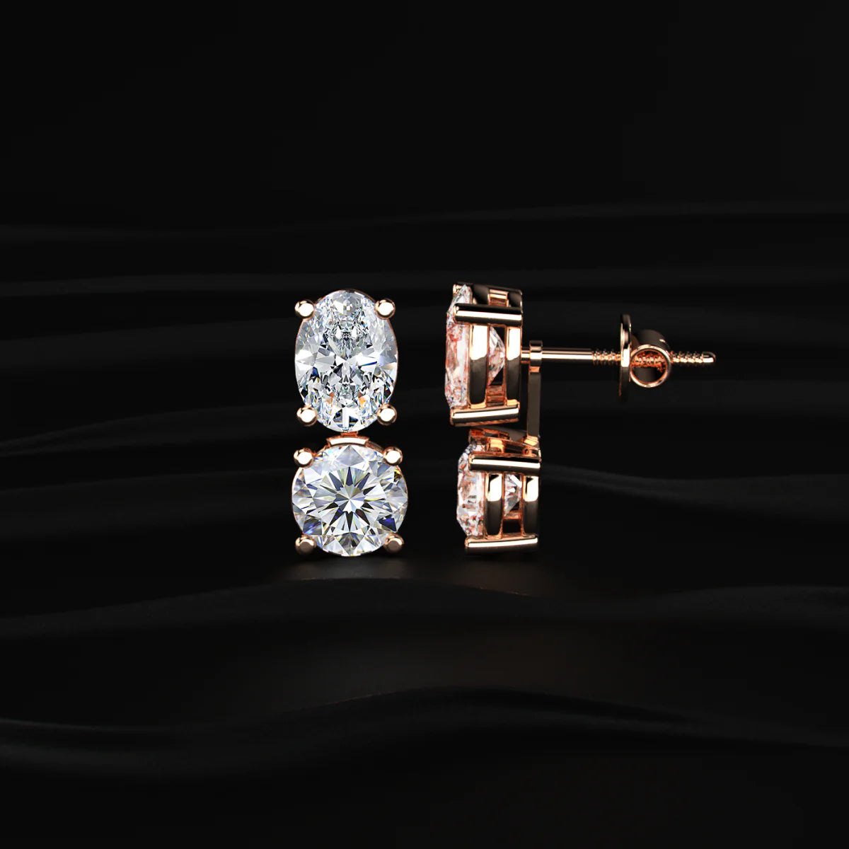 2 in 1 Round and Oval Duo Drop Earrings | Gifts for Women and Girls