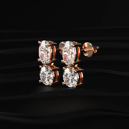 2 in 1 Round and Oval Duo Drop Earrings | Gifts for Women and Girls