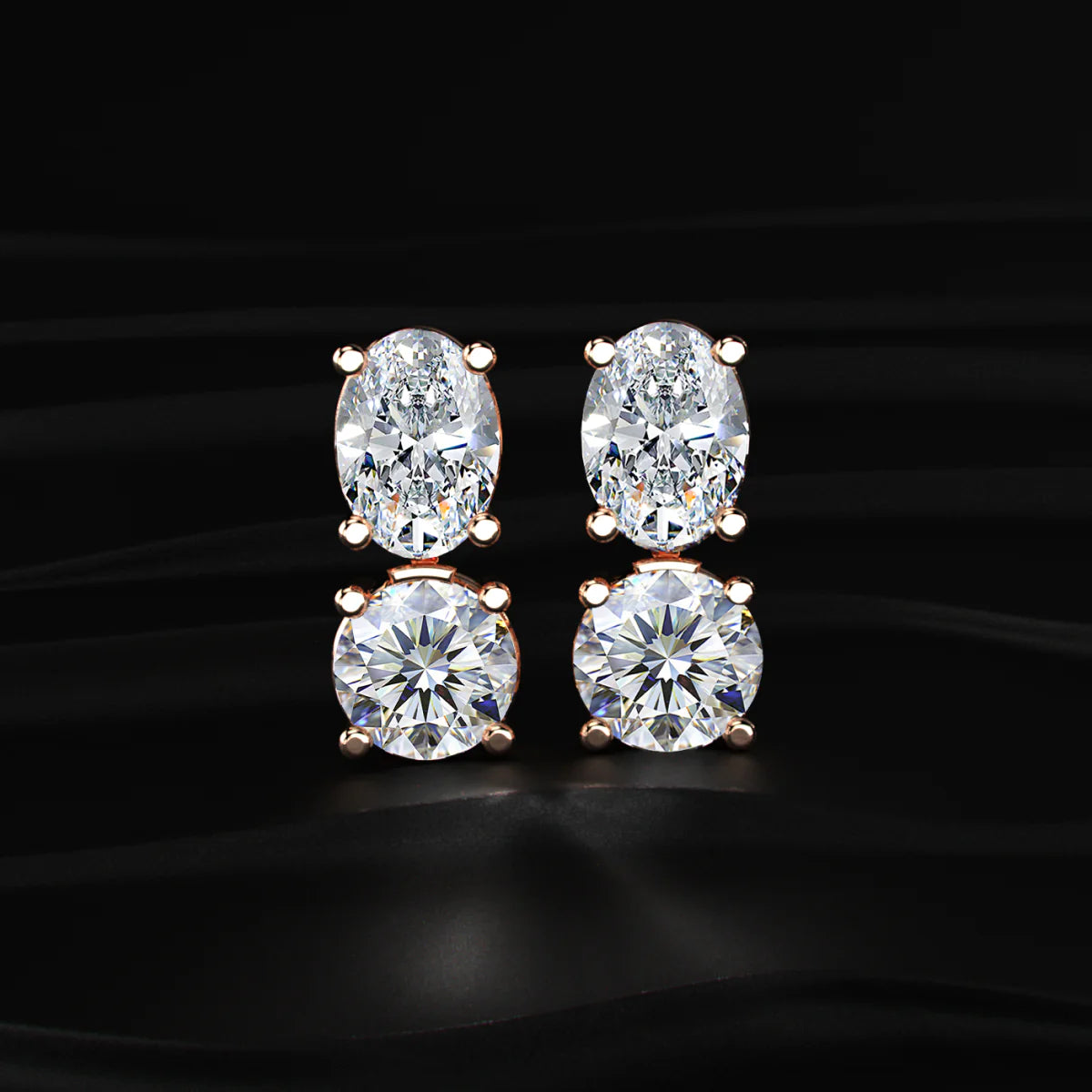 2 in 1 Round and Oval Duo Drop Earrings | Gifts for Women and Girls