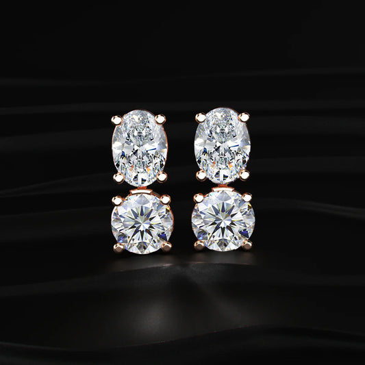 2 in 1 Round and Oval Duo Drop Earrings | Gifts for Women and Girls