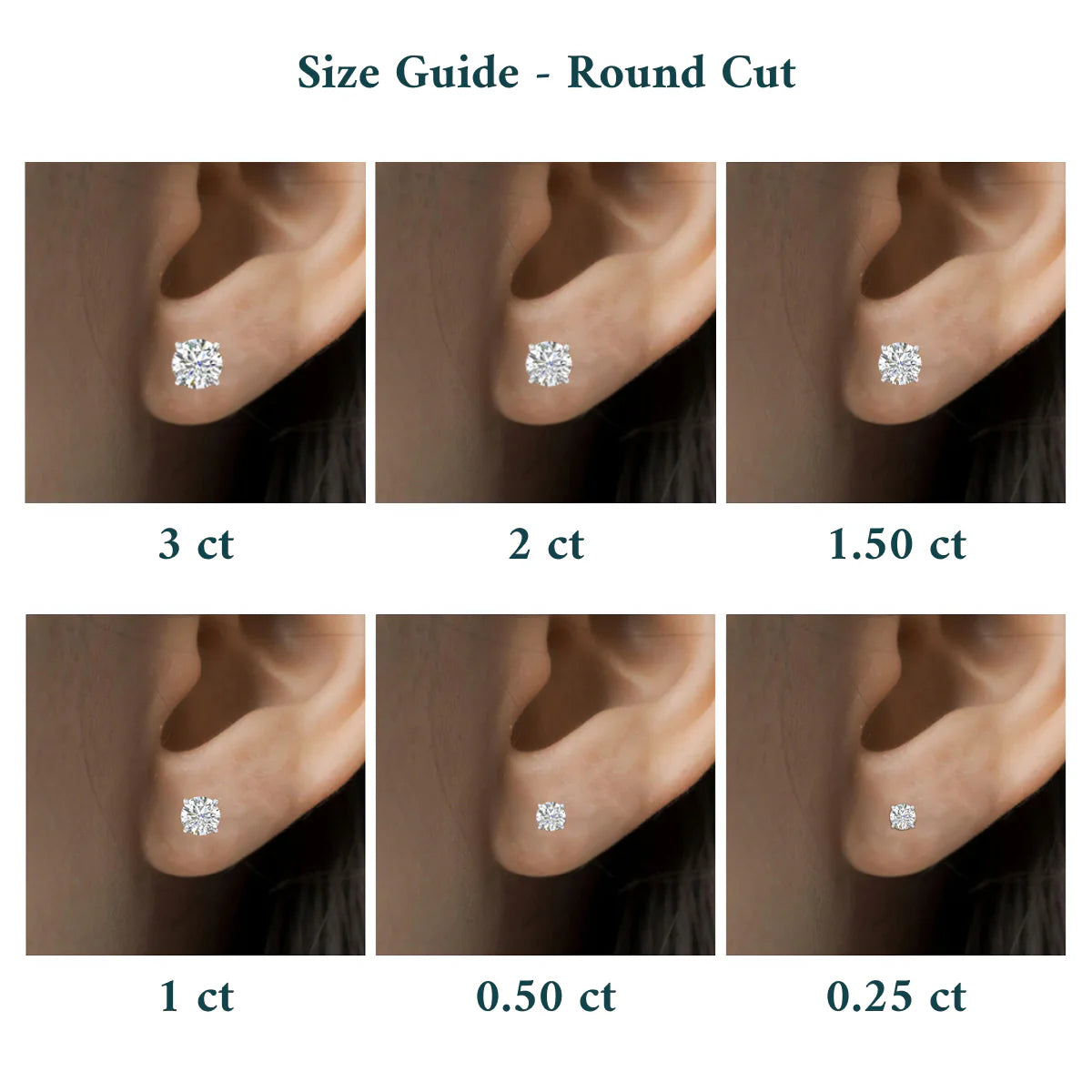 Round Diamond Stud Earrings | Gold-Plated Round Solitaire Stud Earrings | Gifts for Women and Girls